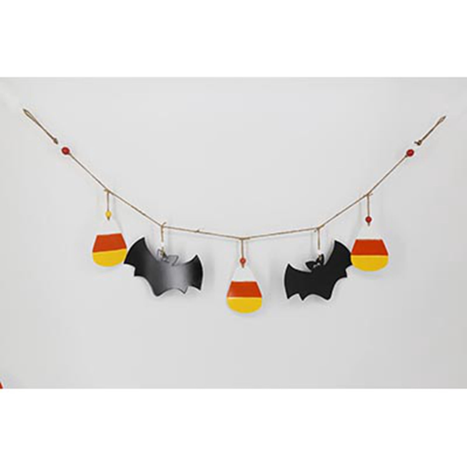 Halloween Garland Set of 2 47.5x7 Inch Bat Cutouts Iron Jute Fir Wood for Holiday Wall Decor Mantle