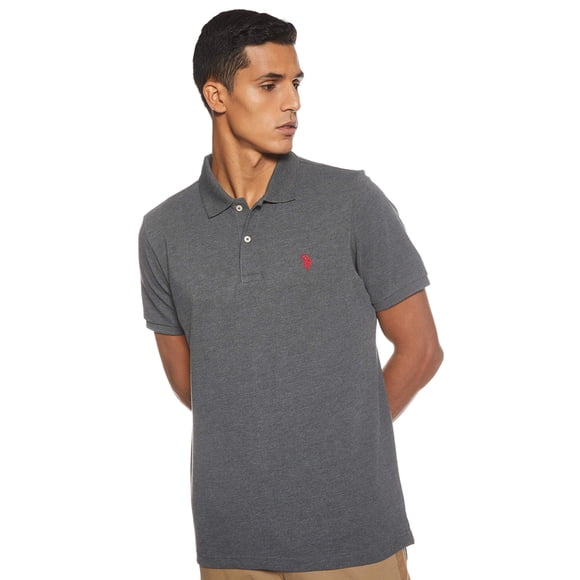 Remera Polo para Hombre U.S. Polo Assn. Gris Oscuro Jaspeado Talle M