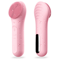 Silk Skin Co. Pink Glow Sonic Silicone Facial Massaging & Deep Cleansing Brush, IPX7 Waterproof Brush for All Skin Types, Gentle Exfoliation