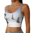 thumbnail image 2 of Bixox Women's Snowman And Christmas Tree Pattern Fitness Navel Tank Top U-Back Yoga Tank Top Sweatshirt Sports Bra, 2 of 7