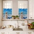 thumbnail image 4 of Kitchen Window Curtains Valance and Tier Set, Christmas Snowman Ocean Beach Style Rod Pocket Tier Curtain Valance Set, Blue Waves Shells Light Filtering Cafe Curtains for Bedroom Living Room, 4 of 9