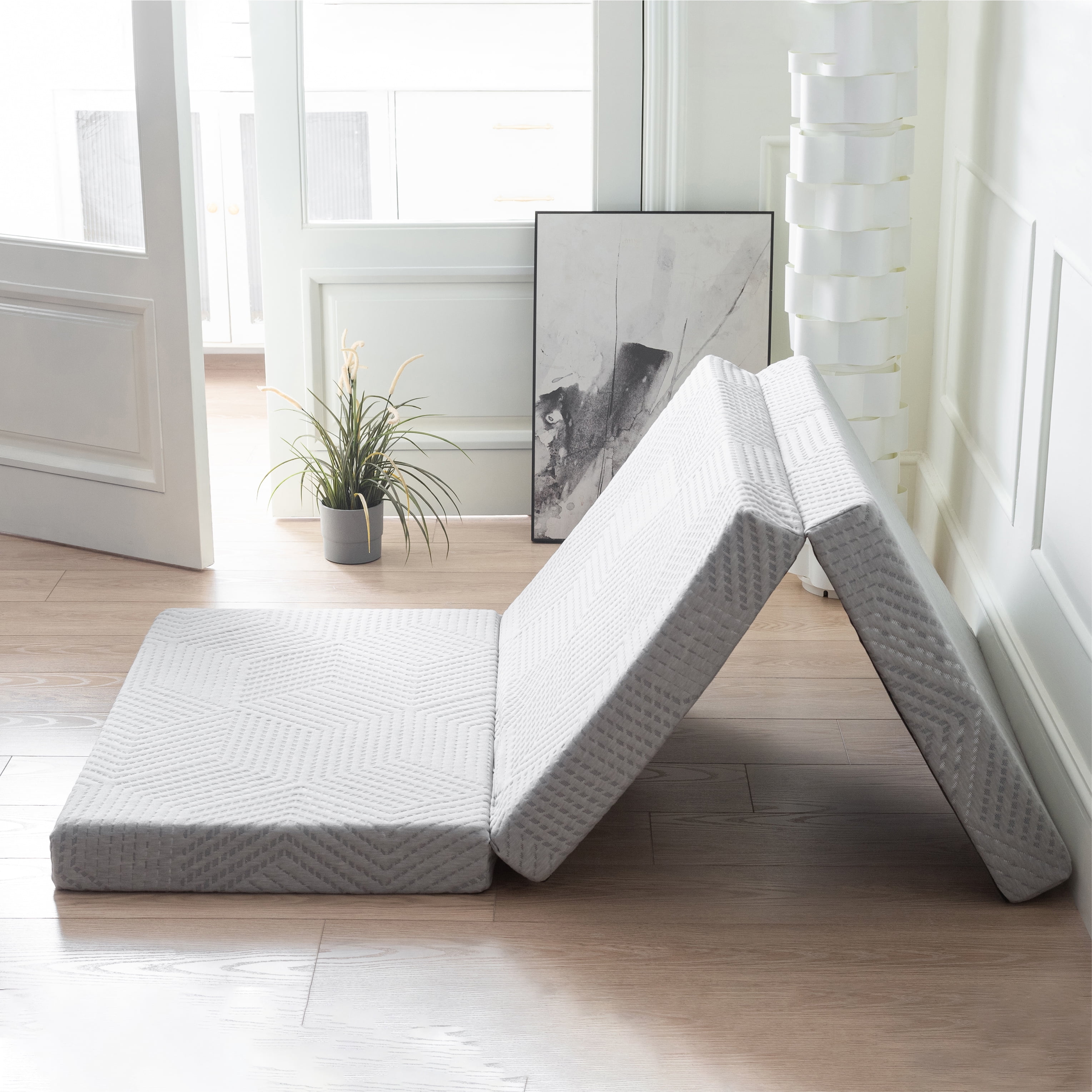 4 inch Tri Folding Gel Memory Foam Mattress, Portable Mattress for