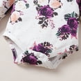 thumbnail image 6 of Kucnuzk Newborn Baby Girls Winter Clothes Sets 9-12 Months Skirt Set Outfits Ruffle Long Sleeves Romper Floral Top Suspender Skirts with Headband 3pcs Clothing Purple, 6 of 9
