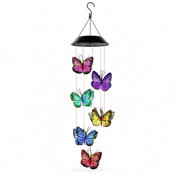 Maspost Solar Butterfly Wind Chimes, Color-Changing LED, Hanging Garden Patio Yard Porch Decor