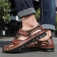 thumbnail image 4 of GEZHEN Men's Close-Toe Comfy Sandals Casual Shoes Sandals Leather Summer Outdoor Beach Flat Sandals Lightweight and Breathable Fashion Minimalist, 4 of 5