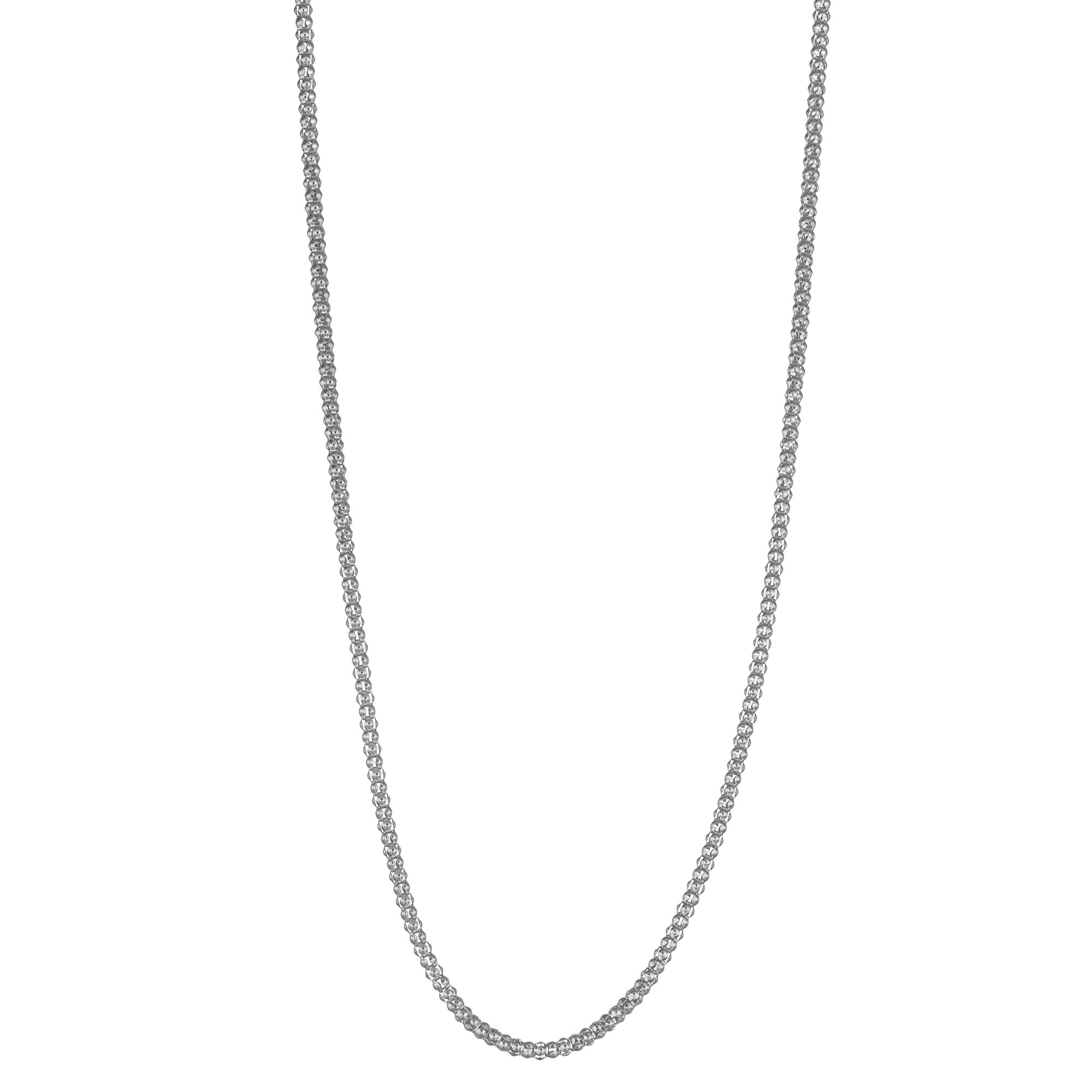 14k white gold 24" popcorn chain necklace
