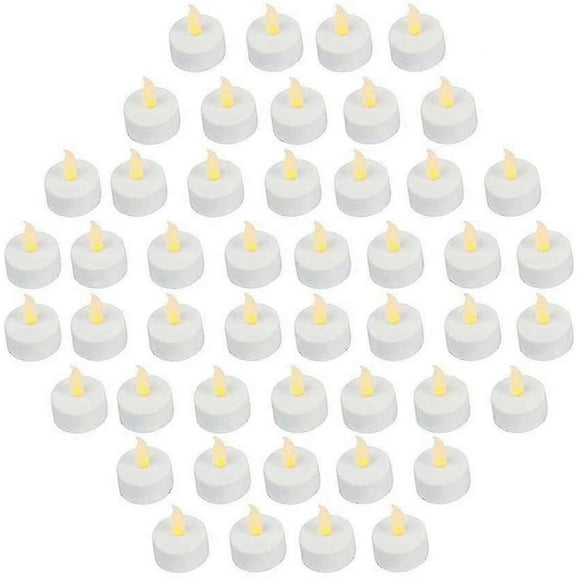 (48-Pack) Realistic Lighted Battery Operated Flickering Tealight Candles Flameless, Batteries Included - Yellow
