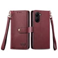 thumbnail image 4 of For Xiaomi Poco X7 Pro 5G Case RFID Blocking Zipper Pocket Leather Wallet Phone Cover with Strap - R, 4 of 5