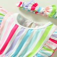 thumbnail image 4 of PENGXIANG Infant Baby Girls Romper Outfits Stripe Ruffles Fly Sleeve Jumpsuits Bodysuits with Headband, 4 of 8