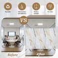 thumbnail image 5 of Marble White Gold Window Privacy Film, Modern Marbles Geometric Static Cling UV Sun Blocking Heat Control Window Tint Day and Night, Non-Adhesive Reusable One Way Windows Privacy Cover 17.7''x78.7'', 5 of 7