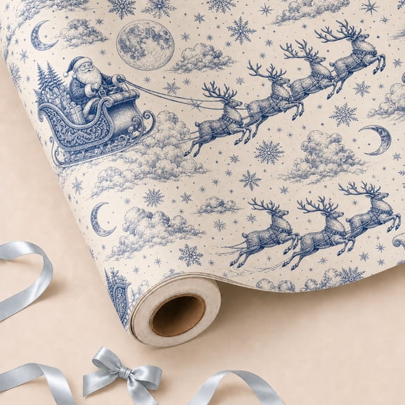 Christmas Wrapping Paper Roll Santa Sleigh Ride Paper Gift Wrap for Holiday Presents