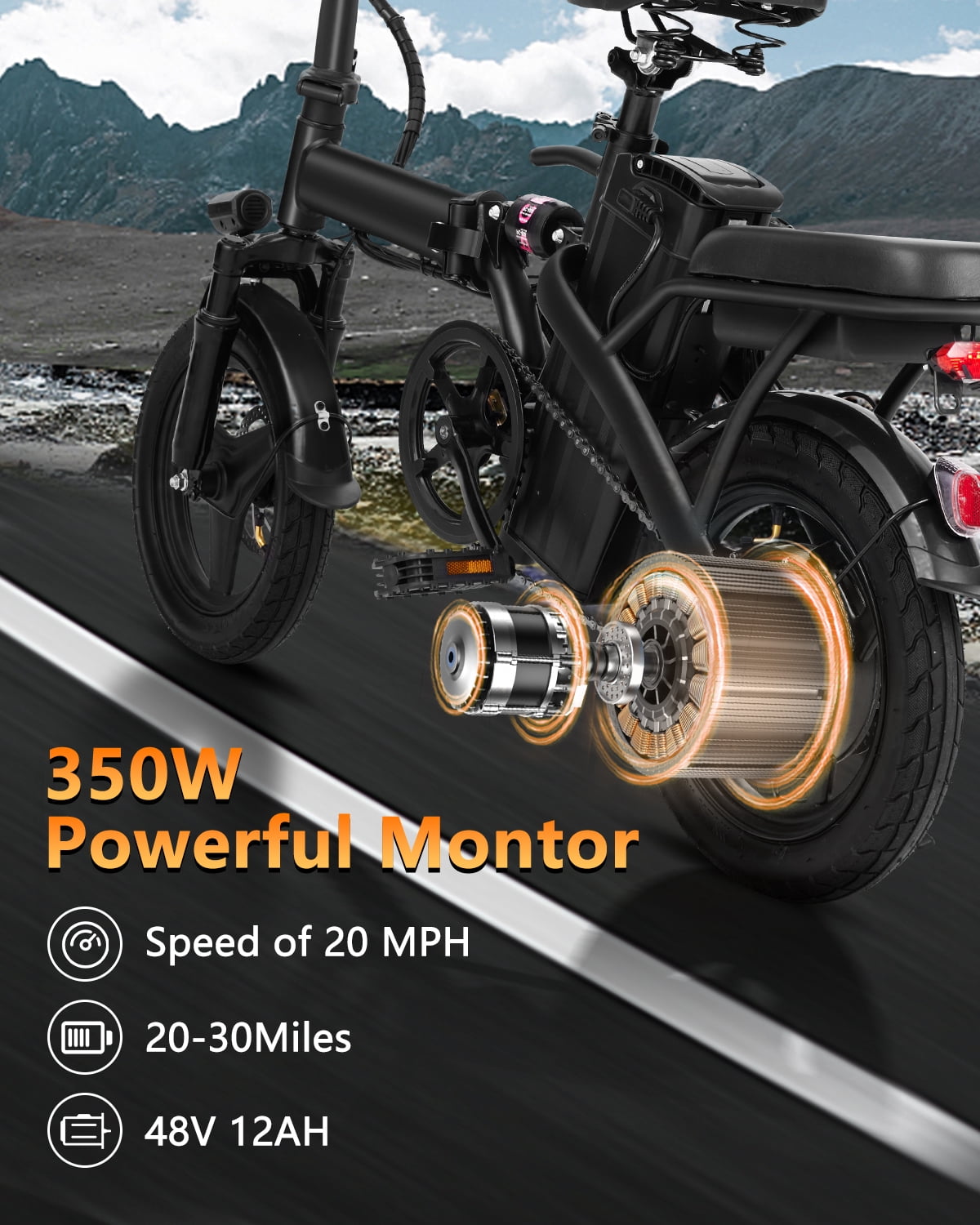 14" A1 Electric Bike Easy Folding, Commuter Electric Bicycle for Adult, City E-Bike Peak 500W Motor, 576 Wh Removeable Battery,Max Range 20 Miles & Max Speed 20 mph,Mini Ebikes  UL 2849