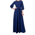 thumbnail image 1 of Prolriy Robes d'Invité de Mariage pour Femmes Manches Longues Été Fête Décontractée Robes Unies avec Ceinture Robes de Fête pour Femmes 2025 Robe Formelle Marine TG, 1 of 4