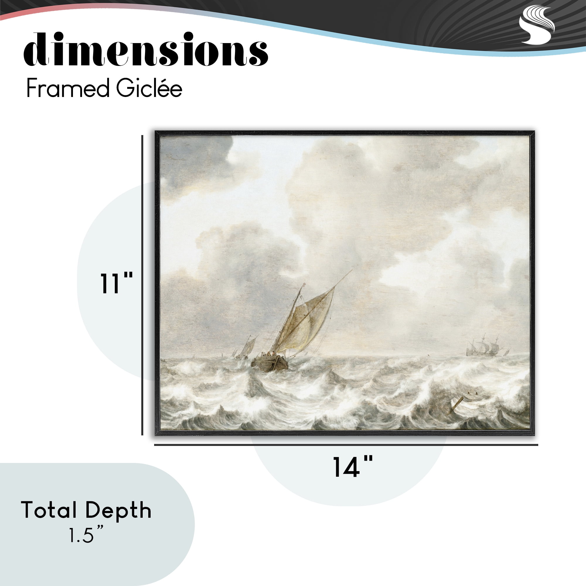 Stupell Industries Vintage Stormy Seas Black Framed Giclee Art, design by Leah Straatsma