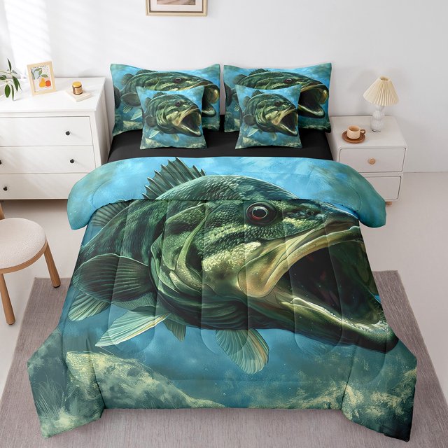 YST Hunting and Fishing Comforter Set, 7-Piece, Queen, Ocean Animal