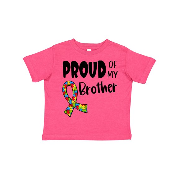 Inktastic Proud of My Brother Autism Awareness Puzzle Piece Ribbon Boys or Girls Toddler T-Shirt