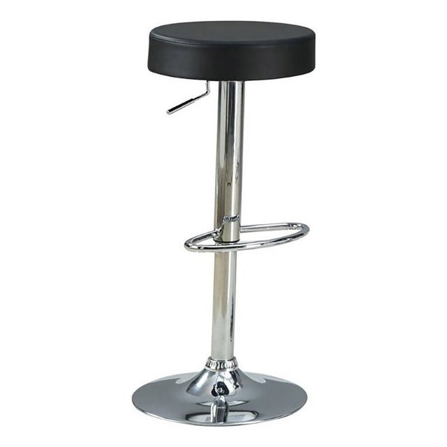 Bowery Hill Tabouret de Bar en Similicuir Rond et Réglable de 24.5'' Contemporain en Noir