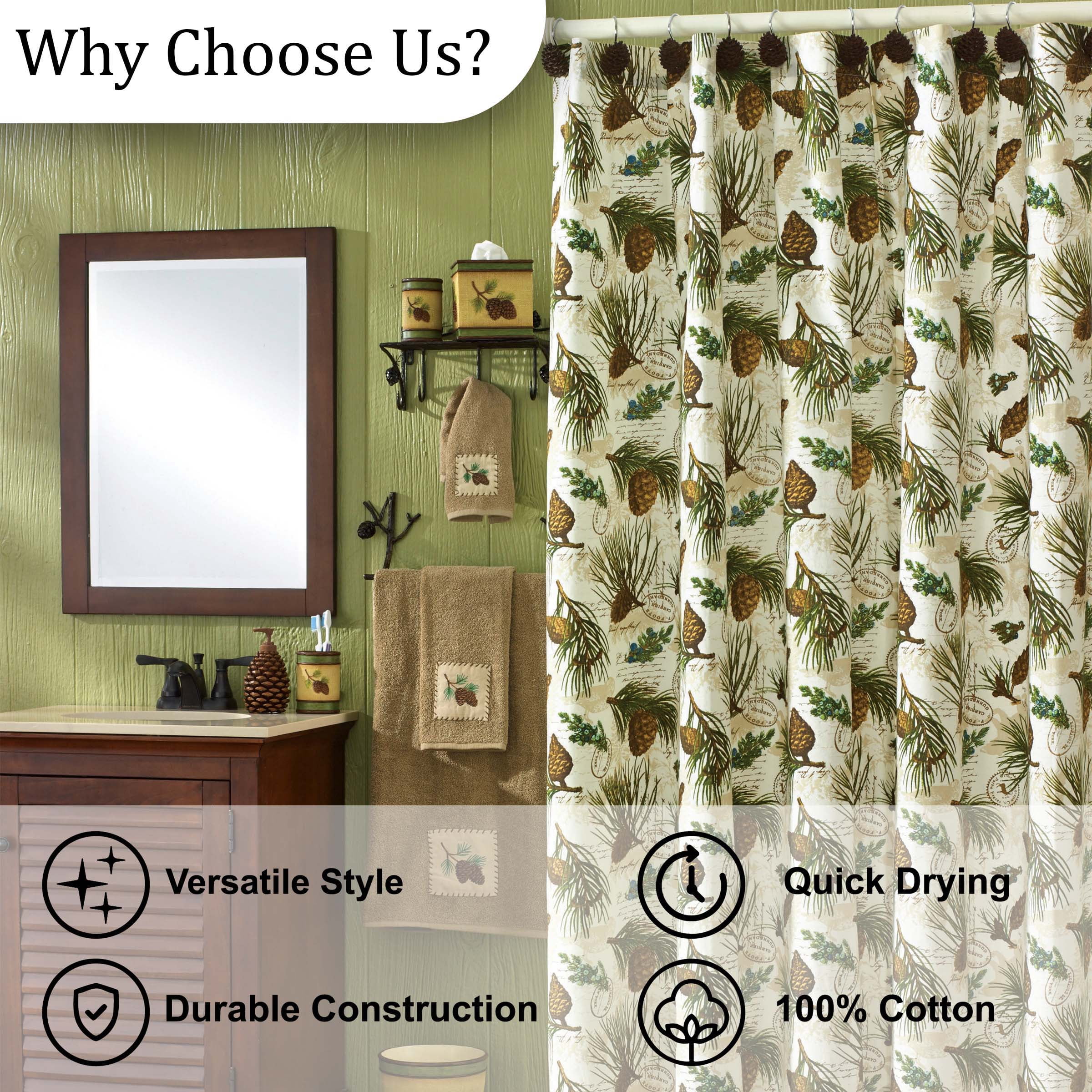 Park Designs Walk In The Woods Pinecone Shower Curtain 72"Sq