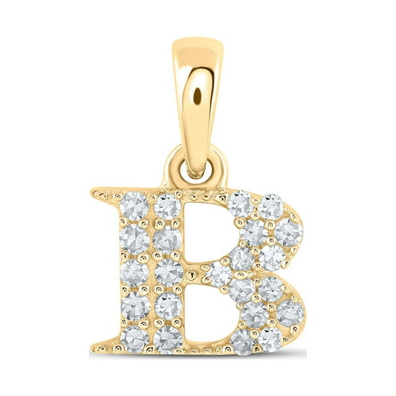 10kt Yellow Gold Womens Round Diamond B Initial Letter Pendant 1/10 Cttw