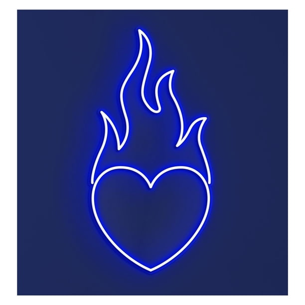 Corazón En Llamas, Luz De Neón LED, Decoración Para Fiestas Casa, Sala Juegos, Dormitorio, Bar, Estar, Cumpleaños, Pared, 40cm
