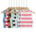 thumbnail image 4 of LYMAYTER Womens Knit Shirt Summer Crewneck Casual Tank Tops Female Striped Knit Tank S-L, 4 of 9