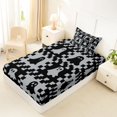 thumbnail image 4 of Manfei Checkerboard Spooky Ghost Twin Sheets 3pcs, Happy Halloween Bedding, Black Gray,1 Fitted Sheet, 1 Flat Sheet and 1 Pillowcase, 4 of 5
