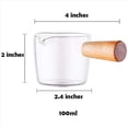 thumbnail image 3 of 4PCS Transparent Glass Creamer with Wooden Handle, Mini Coffee Milk Creamer Pitcher. 100Ml,4 * sauce cup, 3 of 7