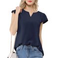 thumbnail image 4 of MODA NOVA Juniors Solid V Neck Cap Short Sleeves Work Blouse, 4 of 6