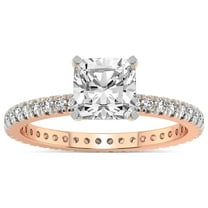 5 Carat IGI Certified Cushion Shape Lab Grown Diamond Engagement Ring | 14K Rose Gold | Claire Full Eternity Diamond Ring | FG-VS1-VS2 Quality Friendly Diamonds