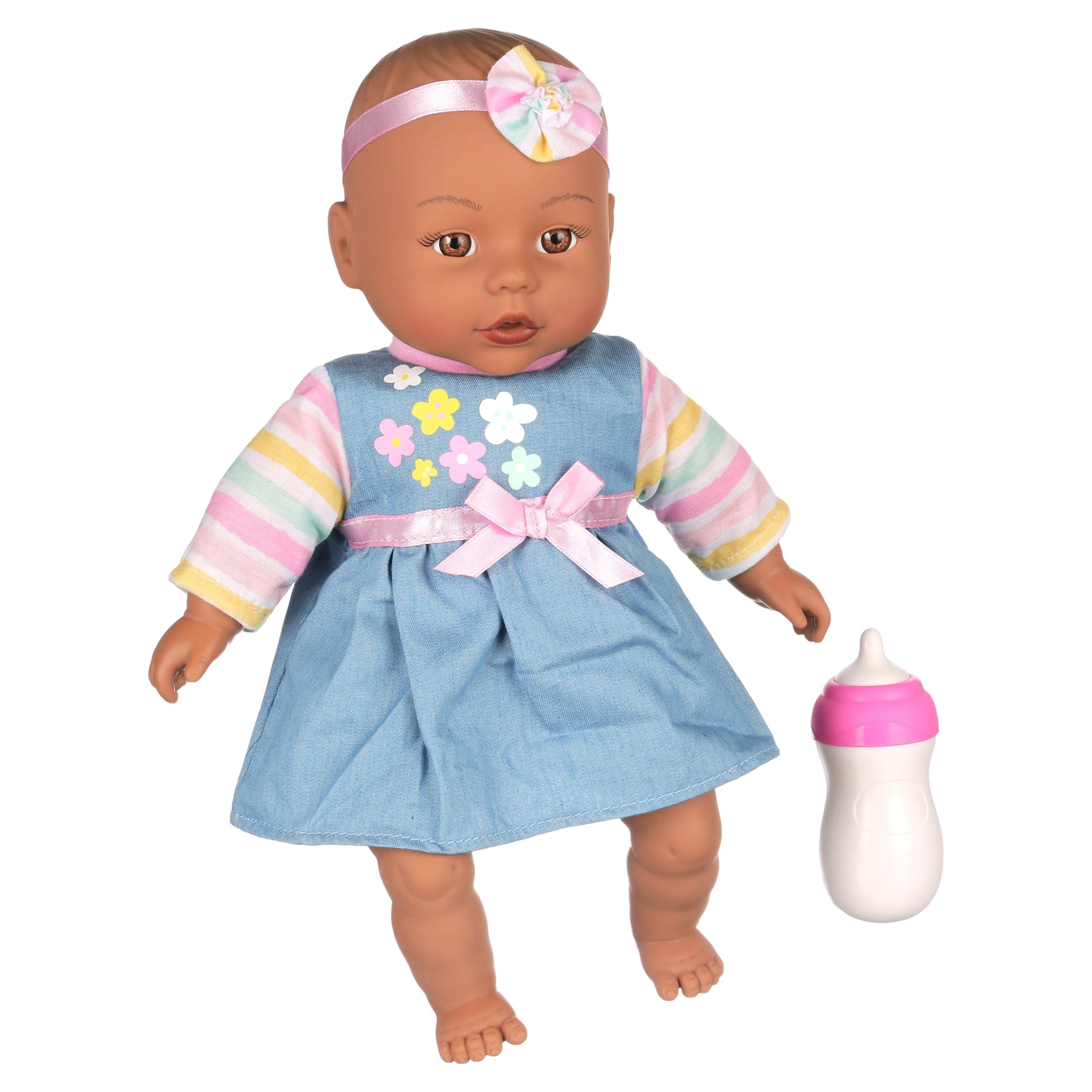 My Sweet Love Snuggle and Feed Time 12.5" Baby Doll, Dark Skin Tone, Blue Outfit