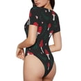 thumbnail image 3 of Naloa Amanita Mushroom Women's Short-Sleeved Onesie, One-Piece Swimsuit for Parties, dates, clubs - Medium, 3 of 9