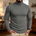 thumbnail image 4 of Men's Stretch Muscle Tshirts Turtleneck Long Sleeve Knit Tees Casual Slim Fit Basic Shirt Tops Business Casual Workwear, 4 of 8