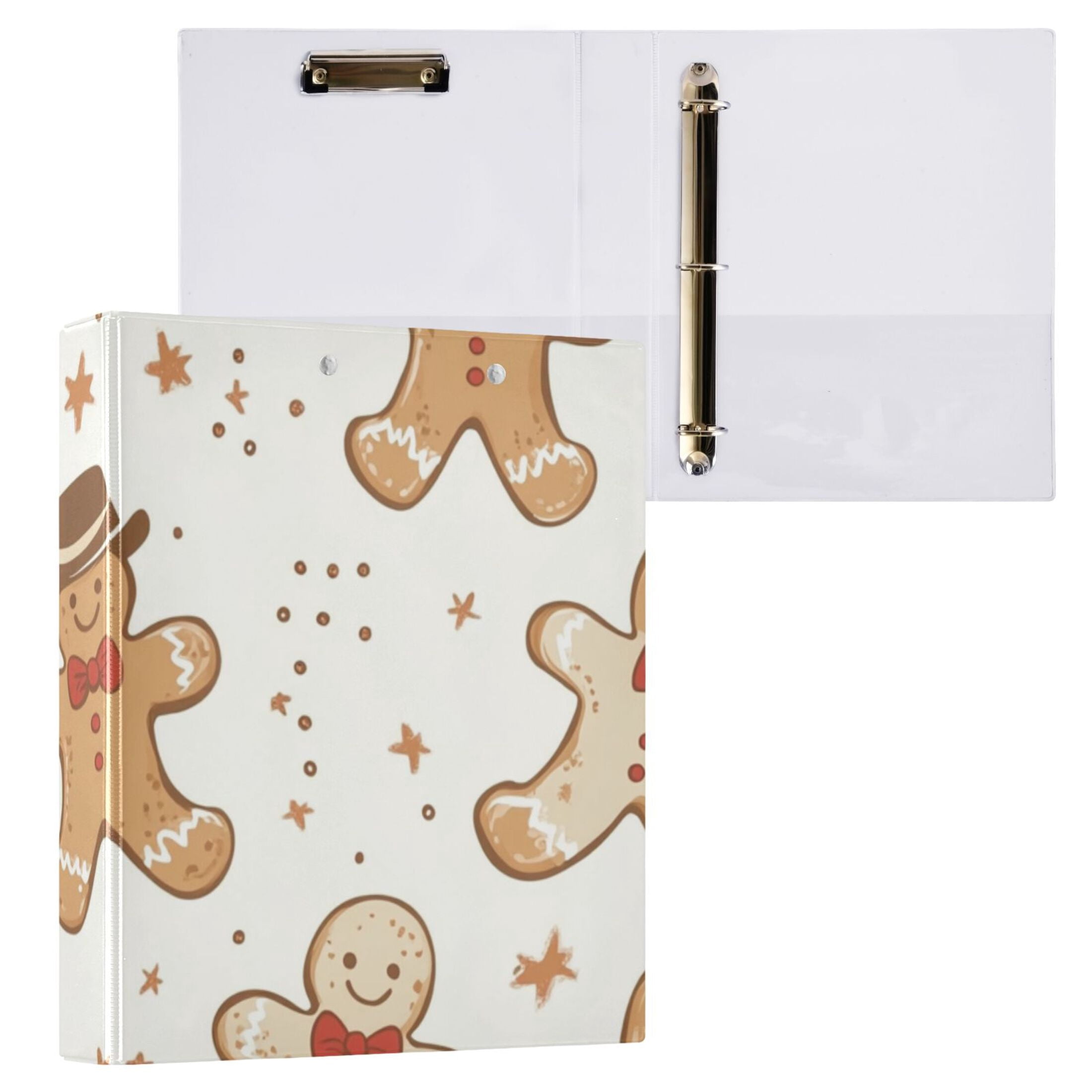 Gingerbread Cute 3 Ring Binders 1.5 inch Hardcover File Folders with Interior Pockets A4 Size Organizer for School Office Hospital