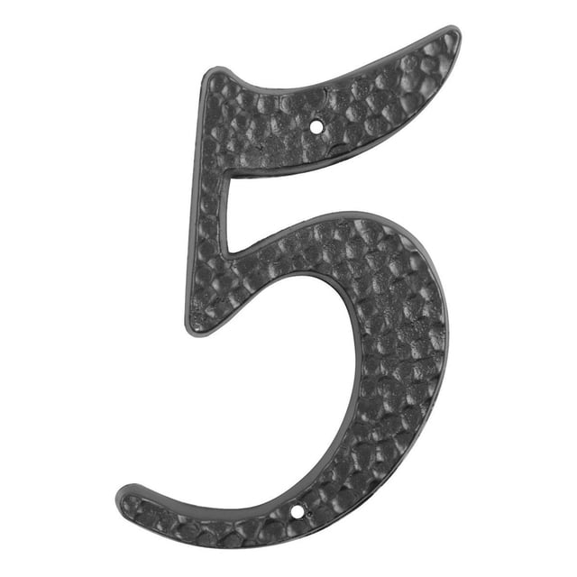 Número 5 Hy-Ko Aluminio Martillado Negro 8.8X5.4 Cm