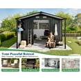 thumbnail image 3 of Jocisland 10x16.6x7.3 ft Metal Storage Shed with Lounge Area, 2 Windows & Vents, Outdoor Tool Shed for Backyard, Weather-Resistant Steel, Dark Gray, 3 of 8