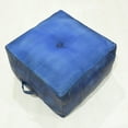 thumbnail image 4 of BBH Homes Black Leather Pouf Ottoman Handmade Buffalo Fiber Fill Model BBBACPF0025, 4 of 9