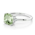 thumbnail image 3 of Gem Stone King 2.06 Ct Cushion Green Prasiolite White Diamond 10K White Gold Ring, 3 of 5