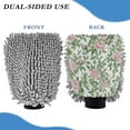thumbnail image 2 of Qxltty Pink Peonies Pattern Car Wash Mitt 2pcs Scratch Free Lint-Free Antistatic Microfiber 8.07×11.8in, 2 of 8