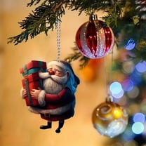 Steadline Santa Claus Ornaments 2D Acrylic Santa Claus Christmas Tree Ornament with Lanyard for Car Rearview Mirror Backpack Wall Door Home Holiday Party Decor and Festive Gift Giving Celebration