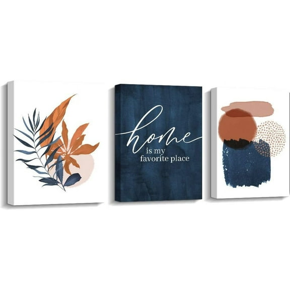 Wall Art for Bathroom Blue and Terracotta Abstract poster Wall Art Set Burnt Orange Botanical Tropical Plants Picture Wall Decor for Home