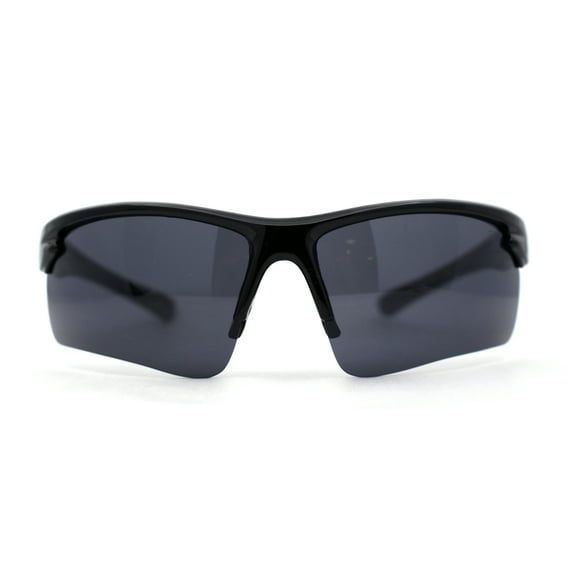 Classic Mens Baseball Half Rim Wrap Around Plastic Sunglasses Black Yellow