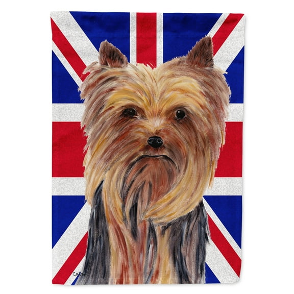 Yorkie with English Union Jack British Flag House Flag
