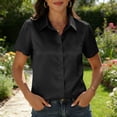 thumbnail image 4 of Nkmbld Womens Top Satin Blouse Short Sleeve Silk Tops Button Down Shirts Business Casual Outfits, 4 of 6
