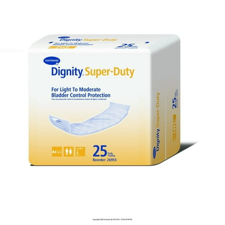Dignity Super-Duty Pads, Dignity Naturals Pads, (1 PACK, 25 EACH) by Hartmann, Absorbent Core Material Polymer By HARTMANNCONCO Ship from
