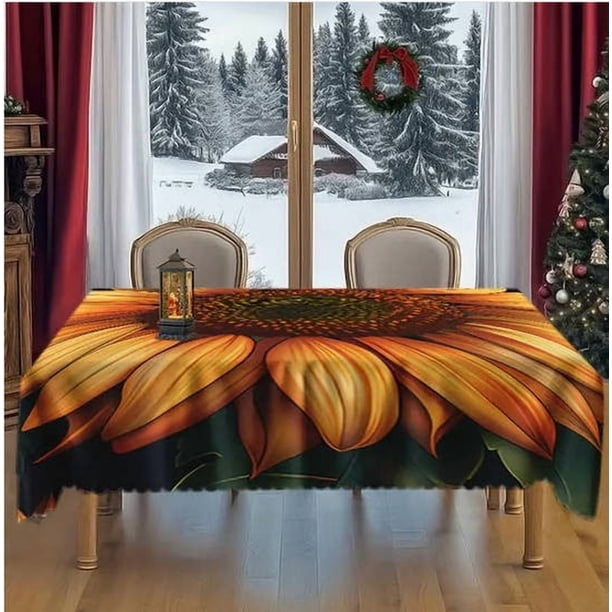 Mantel girasol impermeable y sin arrugas - Funda lavable de 54x54 pulgadas para comer, cocinar, fiesta o picnic