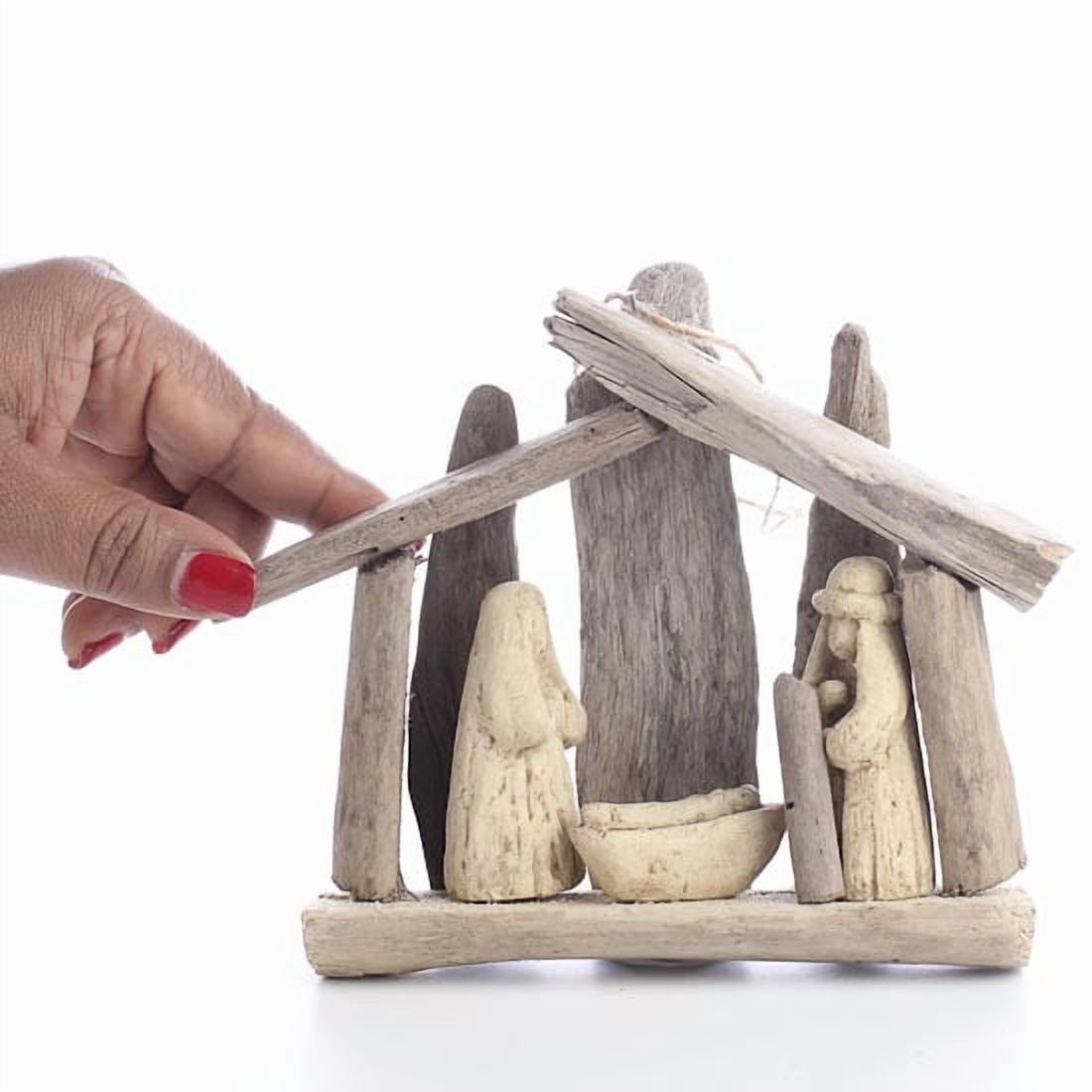 Factory Direct Craft Natural Driftwood Nativity Display Ornament