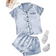 thumbnail image 4 of Ensemble de Pyjama 2 Pcs en Satin pour Femme à Manches Courtes, Boutonné, 4 of 5