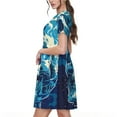 thumbnail image 2 of Daiia Abstract Blue Skull Print Women's Dresses 2025 Trendy Short sleeve Dresses Casual Baggy Flowy Maxi Sun Dresses, 2 of 6