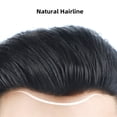 thumbnail image 4 of Toupee for Men Thin Skin V-looped PU Base Hair pieces for Men Straight Human Hair Men's Toupee Natural Black Hair Replacement System Unit, 4 of 7