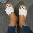 thumbnail image 6 of Shrysg Women's Peep Toe Wedge Slippers Lightweight Non-Slip Comfort Summer Party Beach Sandals White, 6 of 9